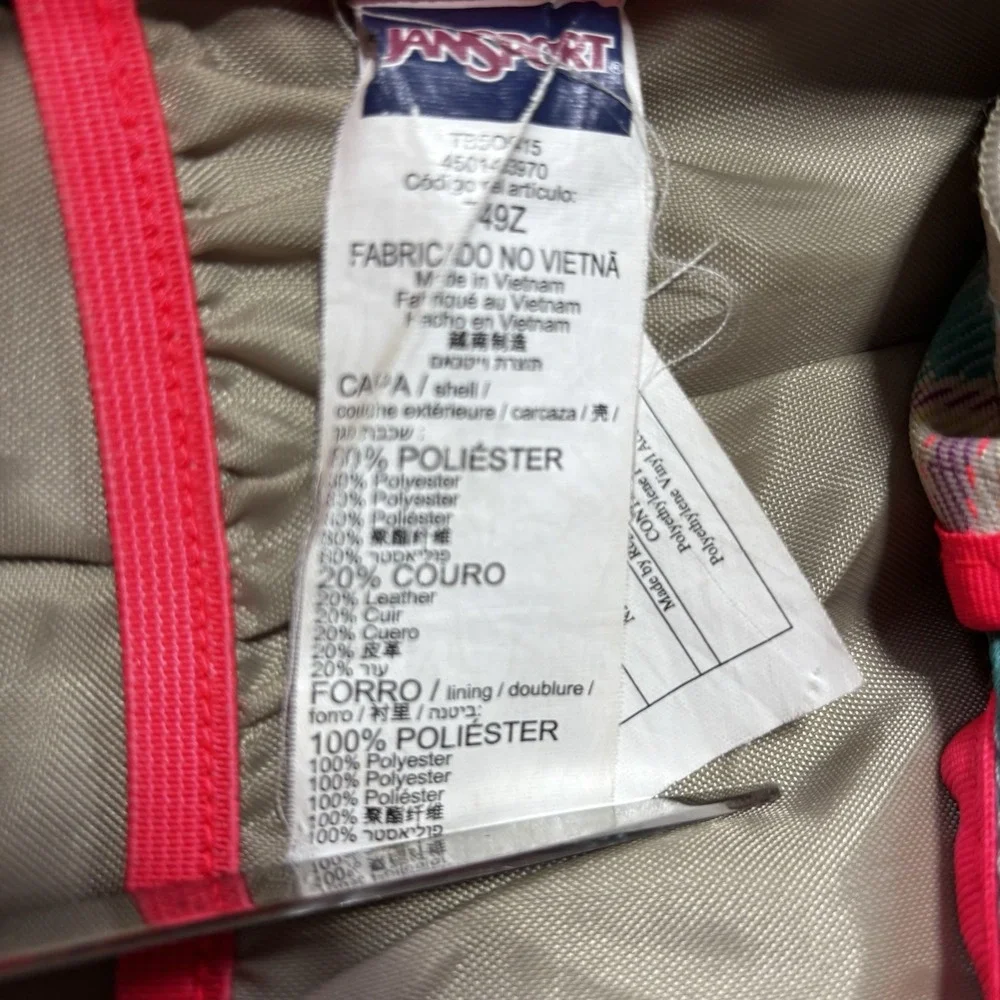 JanSport Right Pack World Backpack Teal/Pink/Coral Suede Bottom BOHO EUC